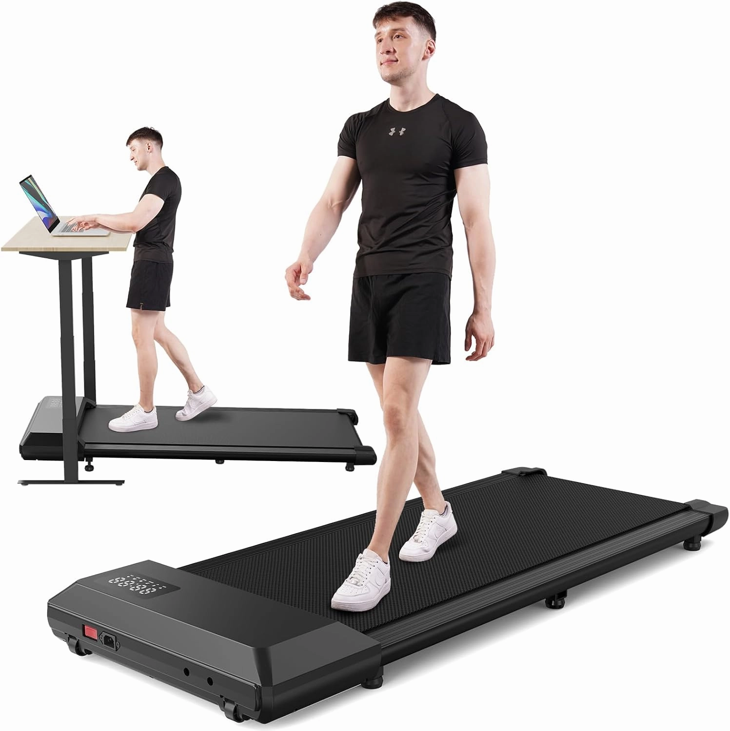 SupeRun Walking Pad, Under Desk Treadmill, 3 in 1 Portable Treadmill with Remote Control LED Display, 2.5 HP Quiet Walking Jogging Machine for Office Home Use, 300 Lbs Capacity