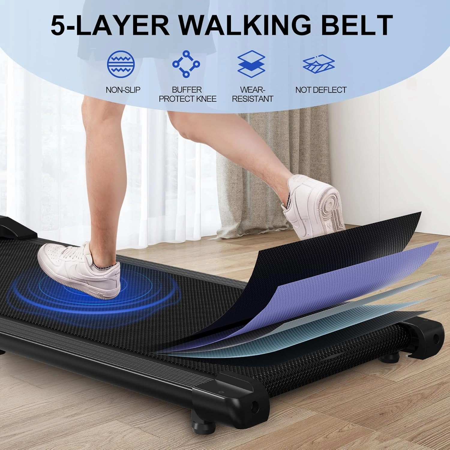 SupeRun Walking Pad, Under Desk Treadmill, 3 in 1 Portable Treadmill with Remote Control LED Display, 2.5 HP Quiet Walking Jogging Machine for Office Home Use, 300 Lbs Capacity
