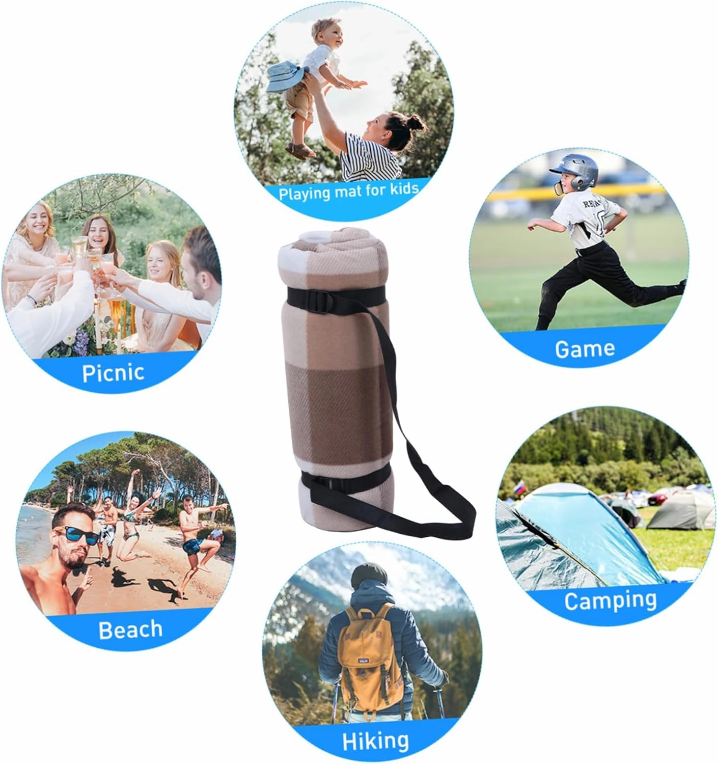 SUPVOX Beach Picnic Mat Camping Ground Pad Lightweight and Portable Blanket with Storage Bag for Outdoor Activities Festivals and Family Gatherings