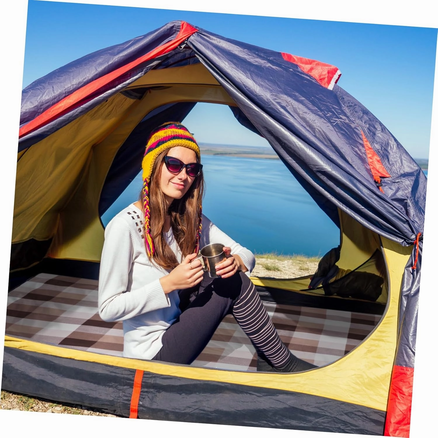 SUPVOX Beach Picnic Mat Camping Ground Pad Lightweight and Portable Blanket with Storage Bag for Outdoor Activities Festivals and Family Gatherings
