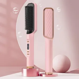 Swagon Anion Hair Straightener Brush,Negative Ion Hair Straightening Styling Comb,Hot Brush Ring Comb with LED Screen,Anti-Scald, Auto-Off, Fast Heating,30 Temp Settings for Home,Travel & Salon