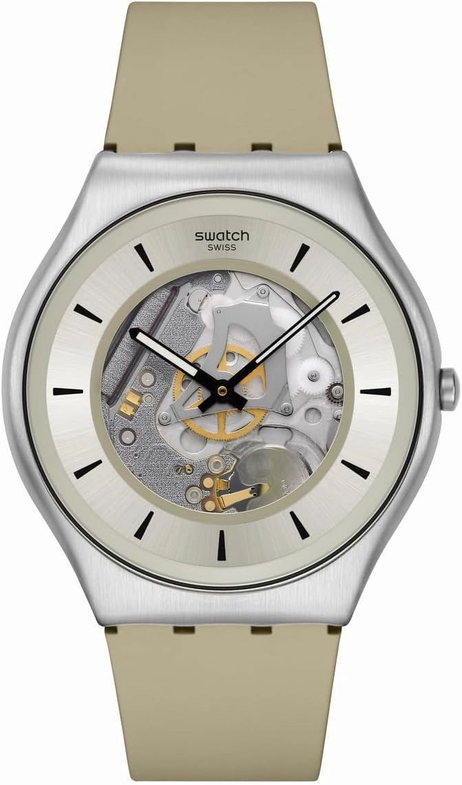 Swatch Unisex Casual Watch Beige Stainless Steel Quartz QUARTZICLE