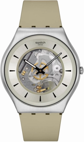 Swatch Unisex Casual Watch Beige Stainless Steel Quartz QUARTZICLE