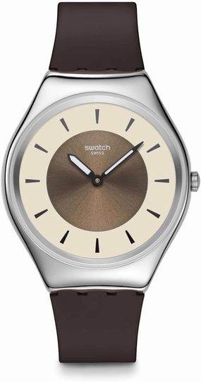 Swatch Unisex Casual Watch Brown Stainless Steel Quartz Hazel Delight