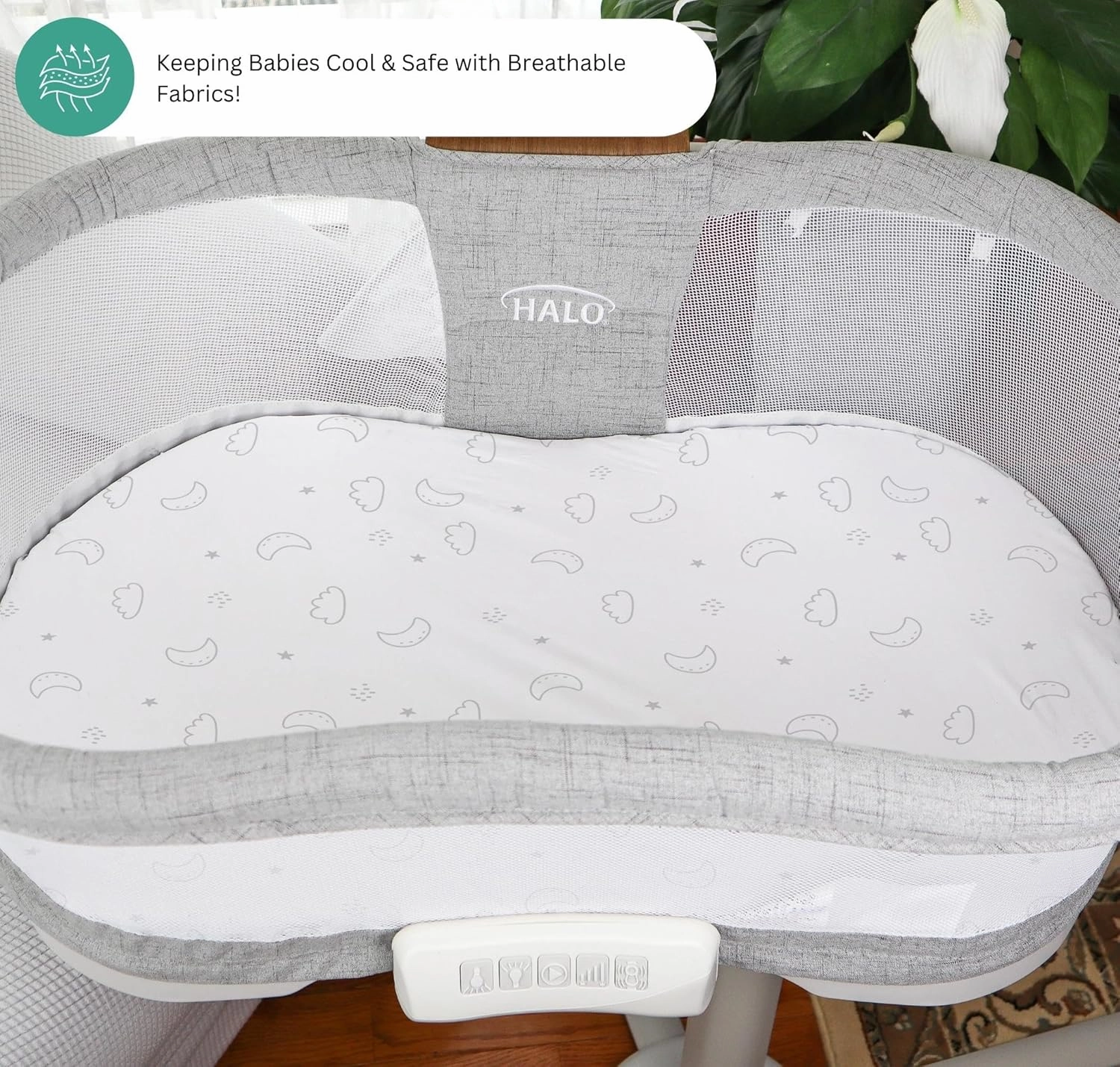TansyPanda Bassinet Sheets for Halo Bassinest Swivel, Flex, Glide, Premiere and Luxe Series Sleeper, Pack of 3, 33 X 17 Inch, Ultra Soft, Snug Fit, Unisex Boys Girls, Gray White (Moon, Stars, Clouds)