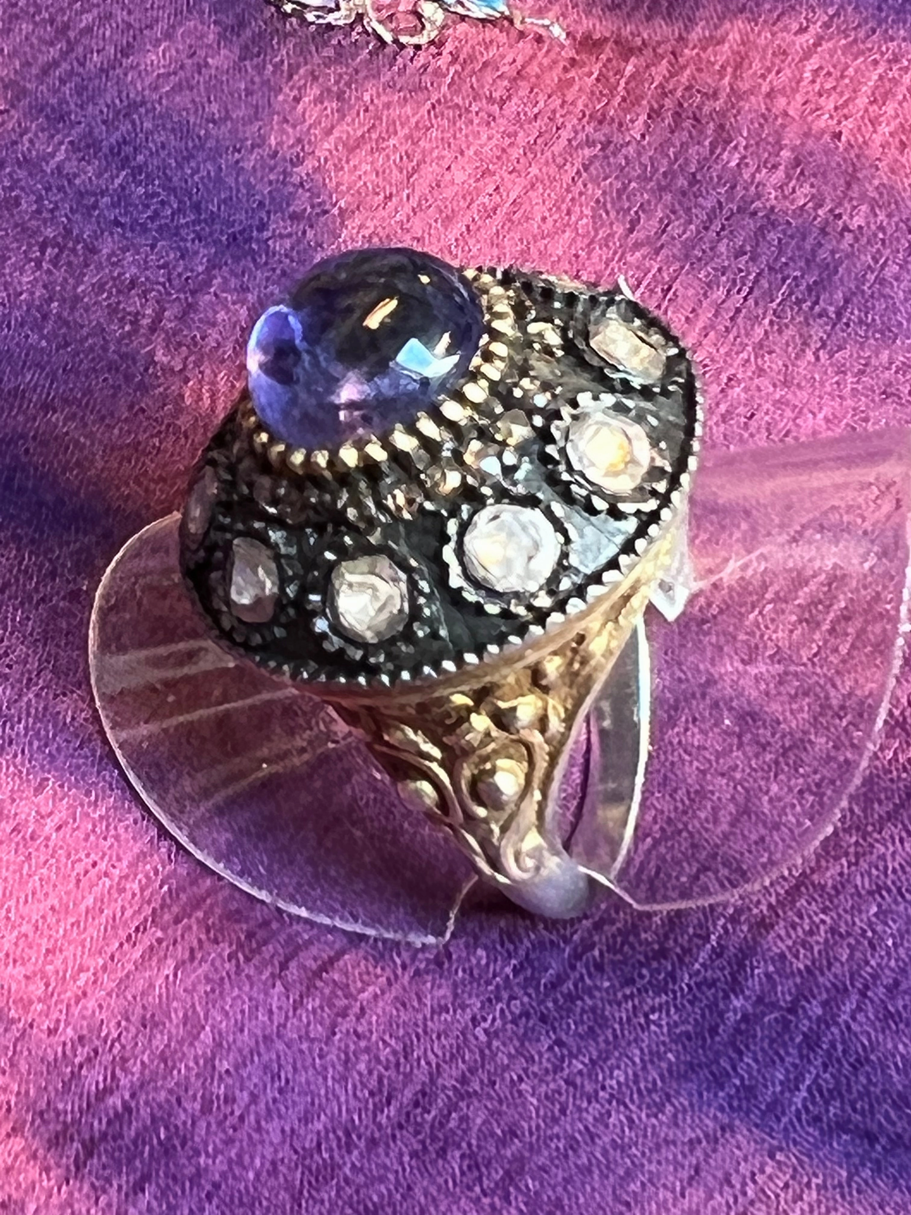 TANZANITE DIAMOND DOME RING