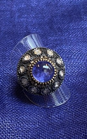 TANZANITE DIAMOND DOME RING