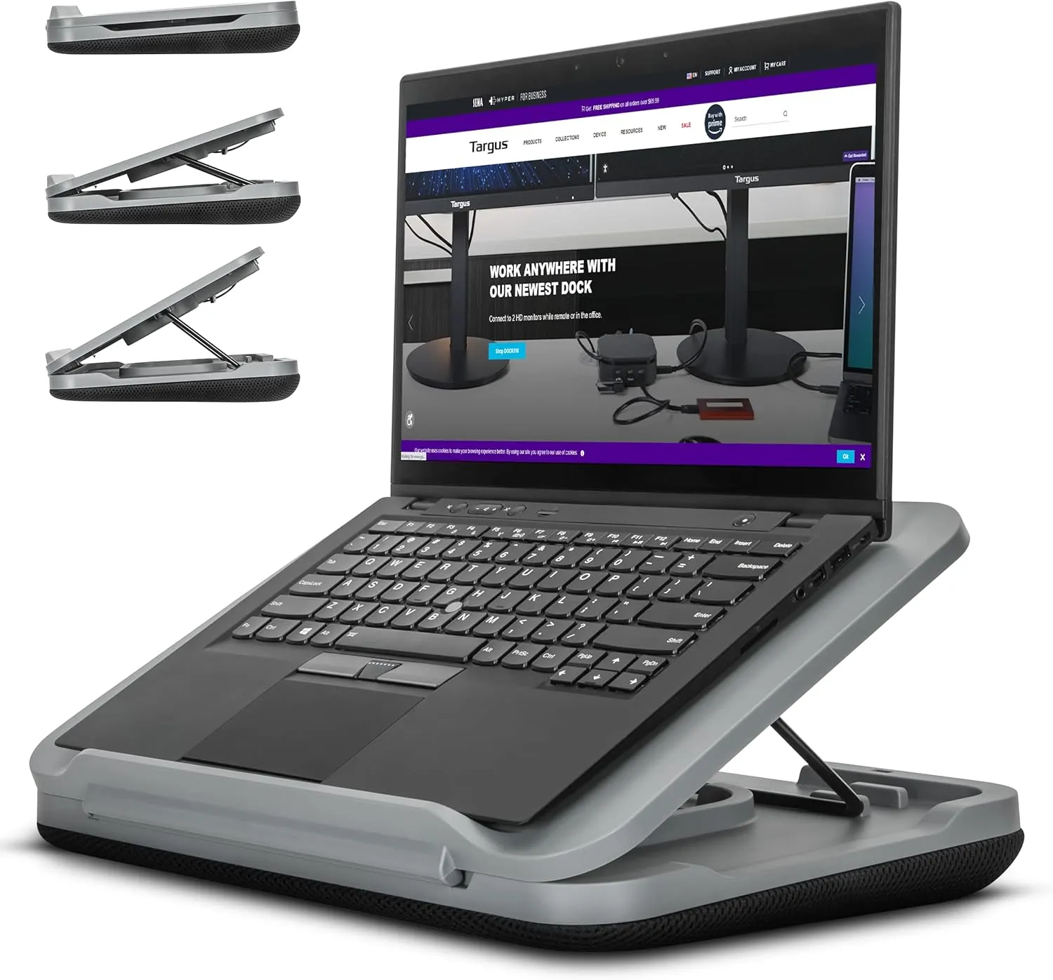 Targus 18” Dual Fan Laptop Cooling Pad with Adjustable Stand Powerful Fans for Maximum Heat Dissipation, Padded Base Laptop Cooler with Quiet Laptop Fan via USB-A Cable with Ergonomic Tilt (AWE90GL)