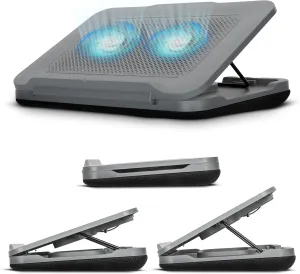 Targus 18” Dual Fan Laptop Cooling Pad with Adjustable Stand Powerful Fans for Maximum Heat Dissipation, Padded Base Laptop Cooler with Quiet Laptop Fan via USB-A Cable with Ergonomic Tilt (AWE90GL)