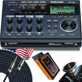 TASCAM DP-006 6-Track Portable Digital Multitrack Recorder with 2 Built-in Microphones with EMB Cable and Gravity Magnet Phone Holder Bundle