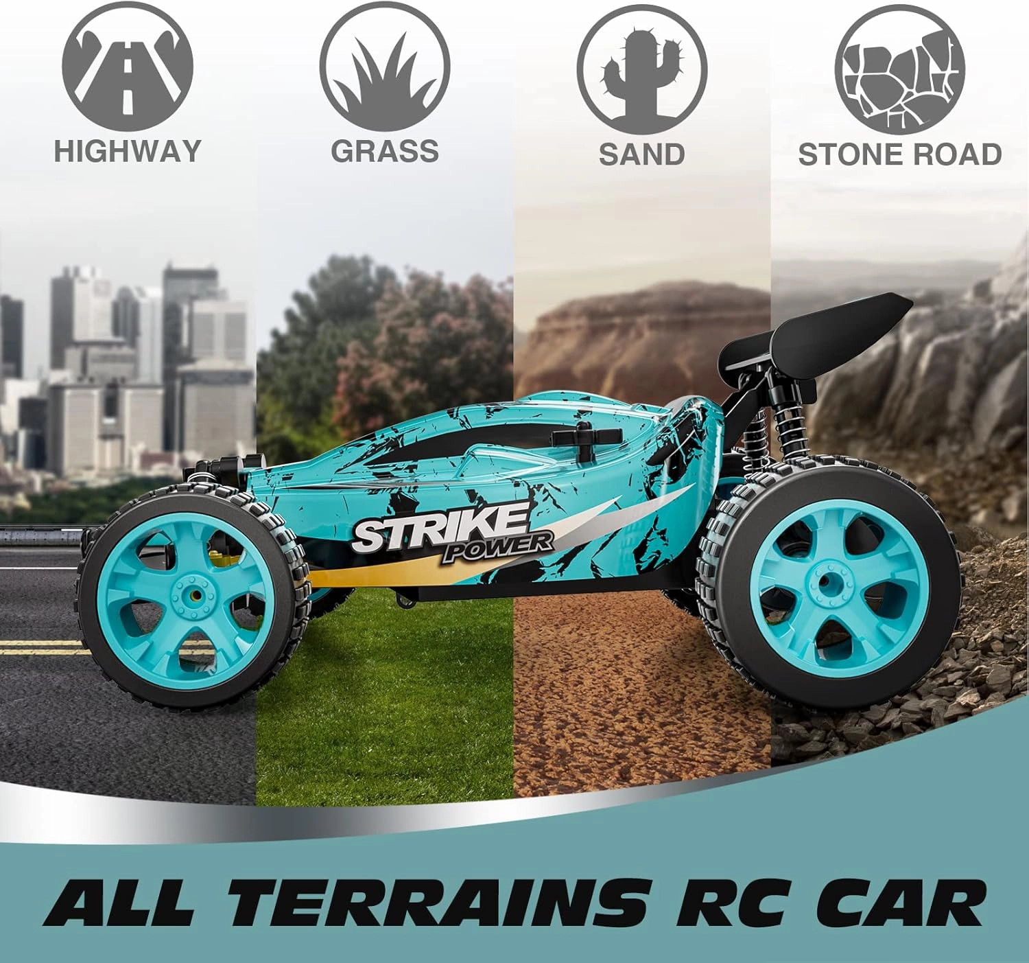 Tecnock RC Cars Remote Control Car for Kids, 1:18 Scale 20 KM/H 2WD Offroad Buggy, 2.4GHz RC Racing Car with USB-C Easy Charging & 50 Mins Playtime, Toys Gifts for Boys & Girls