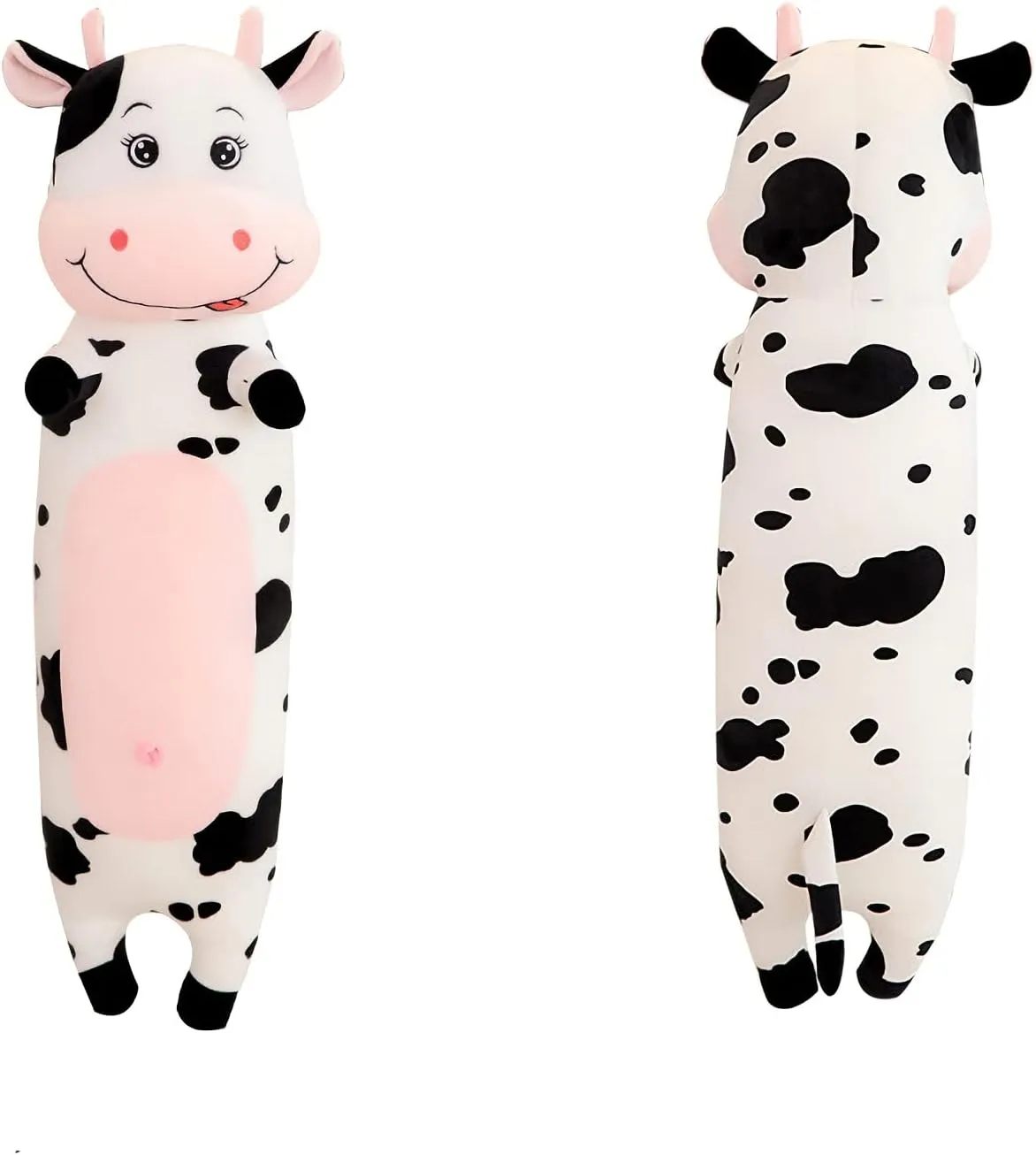 TEFU Lovely Creative Milk Cow Plush Pillow Toys Soft Stuffed Cartoon Animal Cattle Doll Bedroom Sleeping Pillow Cushion,Gifts for Friends Kids (100cm/39.3in)