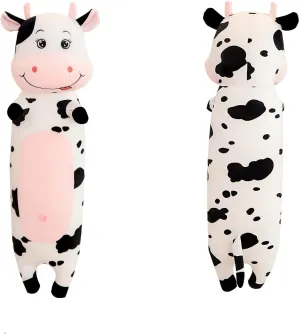 TEFU Lovely Creative Milk Cow Plush Pillow Toys Soft Stuffed Cartoon Animal Cattle Doll Bedroom Sleeping Pillow Cushion,Gifts for Friends Kids (100cm/39.3in)