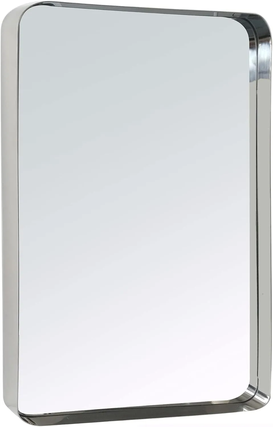 TEHOME 20x30 inch Chrome Metal Framed Bathroom Mirror for Wall in Stainless Steel Chrome Rounded Rectangular Bathroom Vanity Mirrors Wall Mounted…