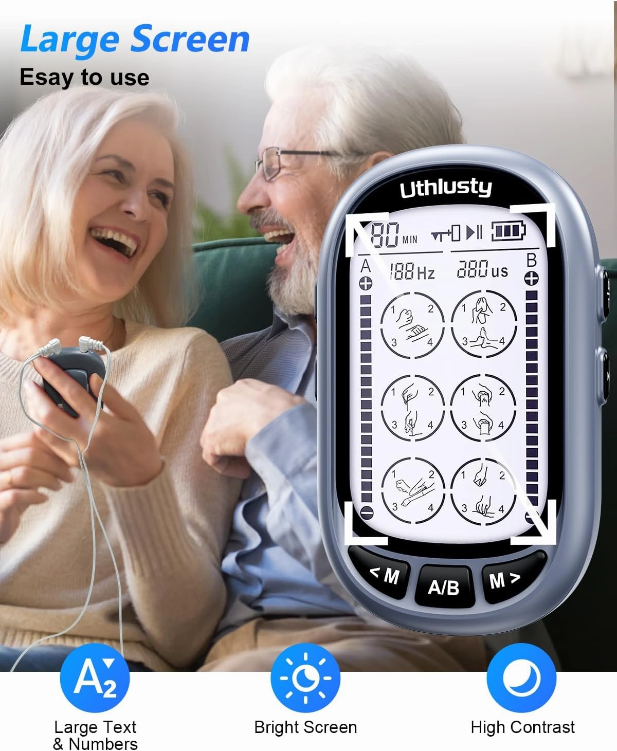 TENS Unit Muscle Stimulator for Pain Relief Therapy–Dual Channel 24 Modes TENS Machine&EMS Muscle Stimulator,Upgraded Large Screen Portable Muscle Stimulator for Back,Shoulder,& Neck Pain with 10 Pads