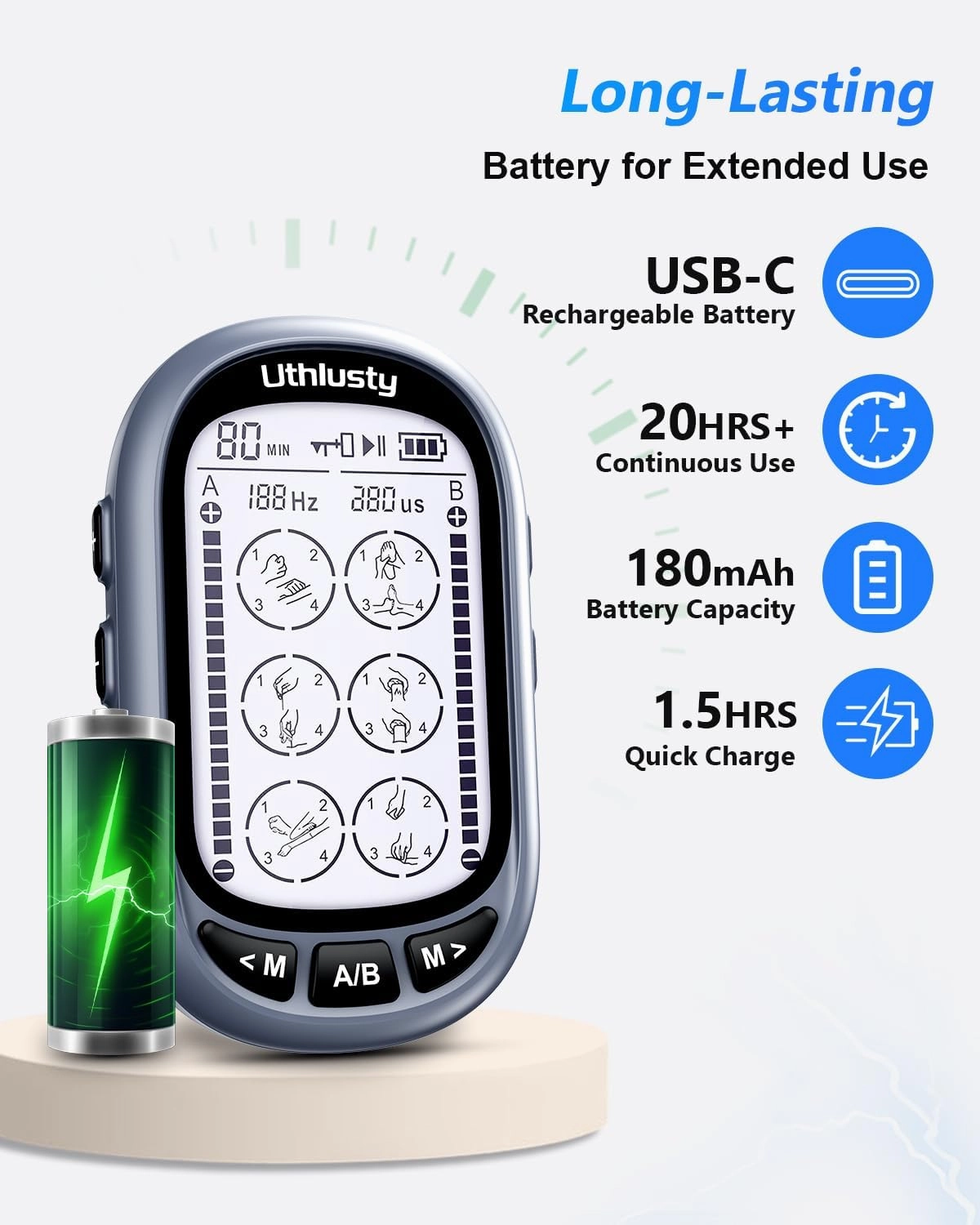 TENS Unit Muscle Stimulator for Pain Relief Therapy–Dual Channel 24 Modes TENS Machine&EMS Muscle Stimulator,Upgraded Large Screen Portable Muscle Stimulator for Back,Shoulder,& Neck Pain with 10 Pads