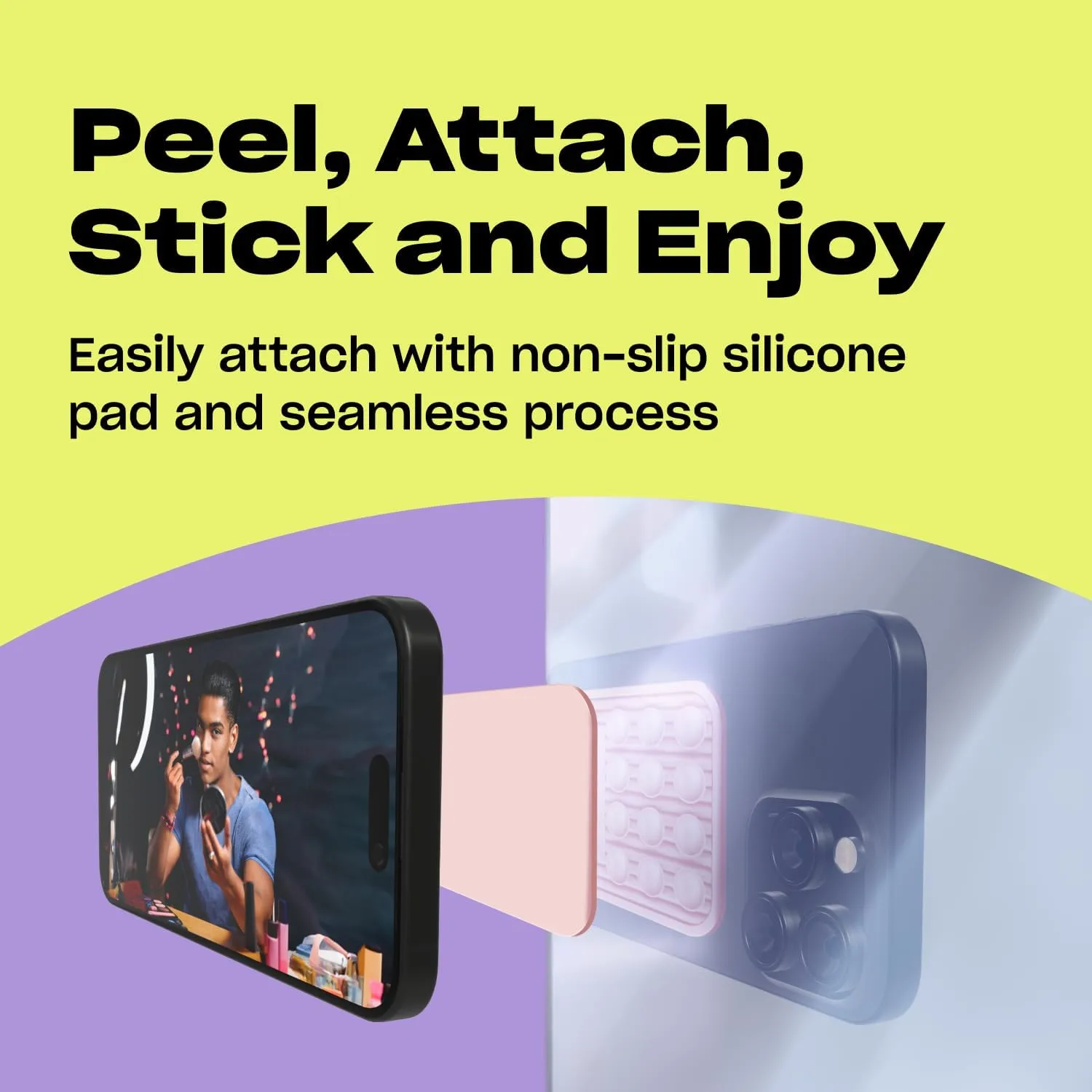 Textures Slam Dunk - Silicone Suction Phone Case Adhesive Mount - Hands-Free Grip with 24 Suction Cups for Videos & Selfies - 2.6" x 3.9", Caramel Cream