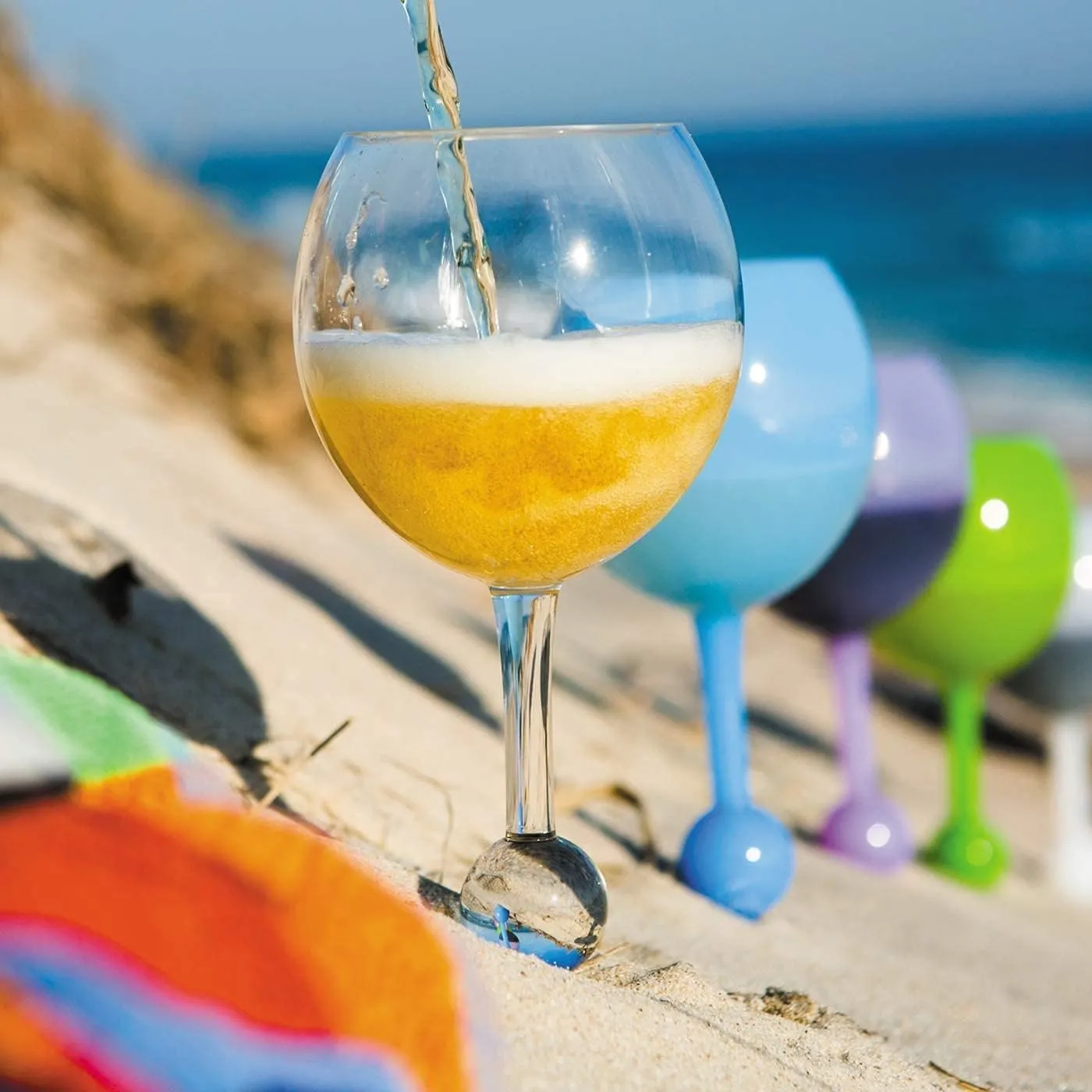 The Beach Glass- Original Floating Acrylic Wine Glass- for Pool, Beach, Camping, Picnic and Outdoor - Indigo Skies Pack of 2