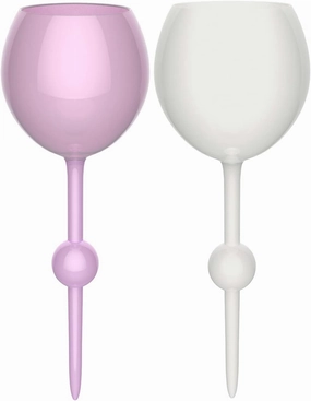 The Beach Glass- Original Floating Acrylic Wine Glass- for Pool, Beach, Camping, Picnic and Outdoor - 1 Purple Haze 1 White Sands