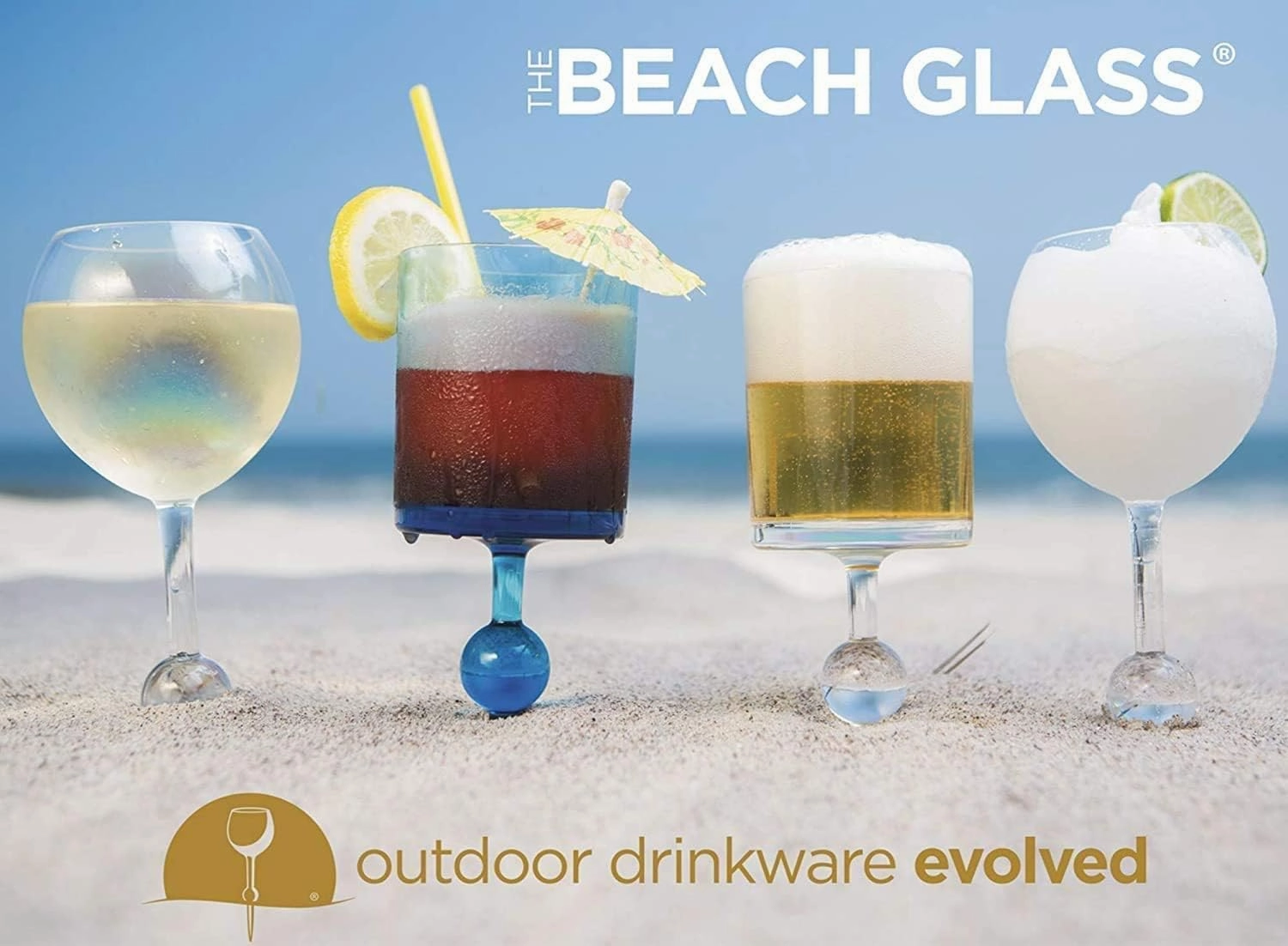 The Beach Glass- Original Floating Acrylic Wine Glass- for Pool, Beach, Camping, Picnic and Outdoor - 1 Purple Haze 1 White Sands