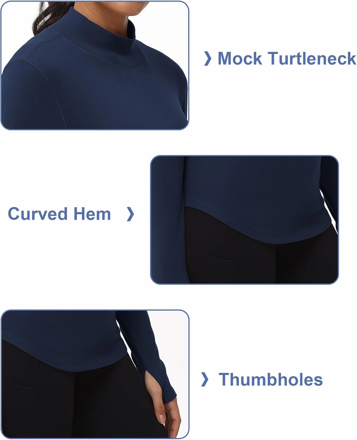 THE GYM PEOPLE Fleece Mock Turtleneck Pullover Base Layer Shirts Long Sleeve Workout Tops with Thumb Hole