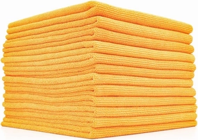 The Rag Company - The Edgeless Pearl - Professional Microfiber Detailing Towel for Ceramic Coating Leveling and Sealant Removal, Scratch-Free with No Tags, 320gsm, 16in x 16in, Orange - 12-Pack