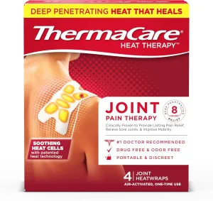 ThermaCare Portable Heating Pad, Joint and Muscle Pain Relief Patches, Multi-Purpose Heat Wraps (4 Patches)
