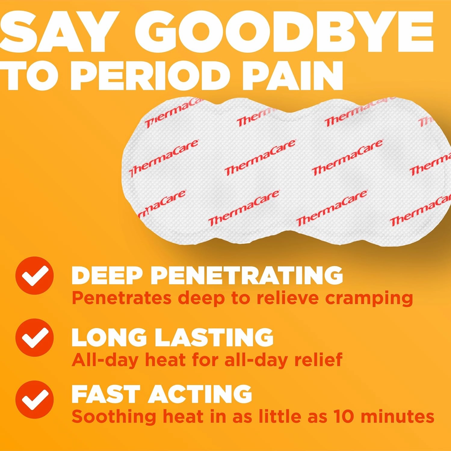 ThermaCare Portable Menstrual Heating Pad, Adhesive Period Therapy Heat Patches for Cramps and Backache Relief, HSA/FSA Eligible & Approved, 12 Count