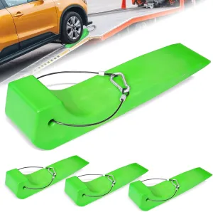 Tire Skates 4 Pack - Heavy Duty Interlocking Trailer Skids for Car Haulers, Flat Beds, Wreckers, and Rollback Carriers - Safety Green - Effortless Vehicle Loading & Unloading