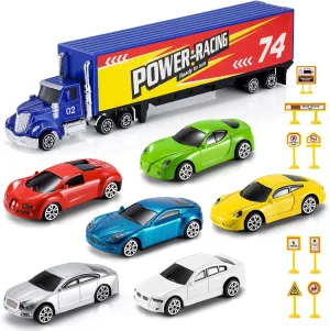 Toddler Car Toys for 3 4 5 6 Years Old Boys, Die Cast Racing Car Toys Set W/Play Mat, Gift for Kids Boys Ages 3 4 5 6 Years Old