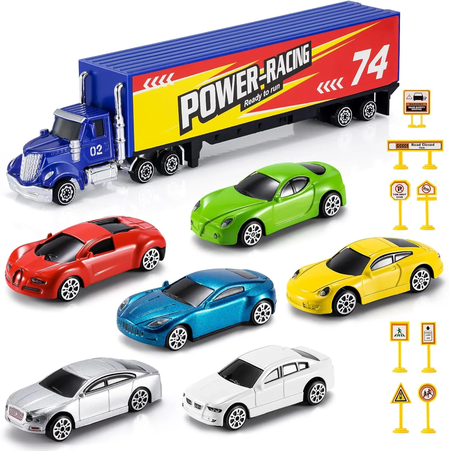 Toddler Car Toys for 3 4 5 6 Years Old Boys, Die Cast Racing Car Toys Set W/Play Mat, Gift for Kids Boys Ages 3 4 5 6 Years Old