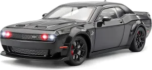 Toddler Toy Cars 1/24 Challenger Hellcat Die Cast Metal Toy Car,Collectible Cars Hellcat Model Car Boy Gifts,Pull Back Toy Car with Light and Sound,Toy Cars for Boys Age 4-7(Black)