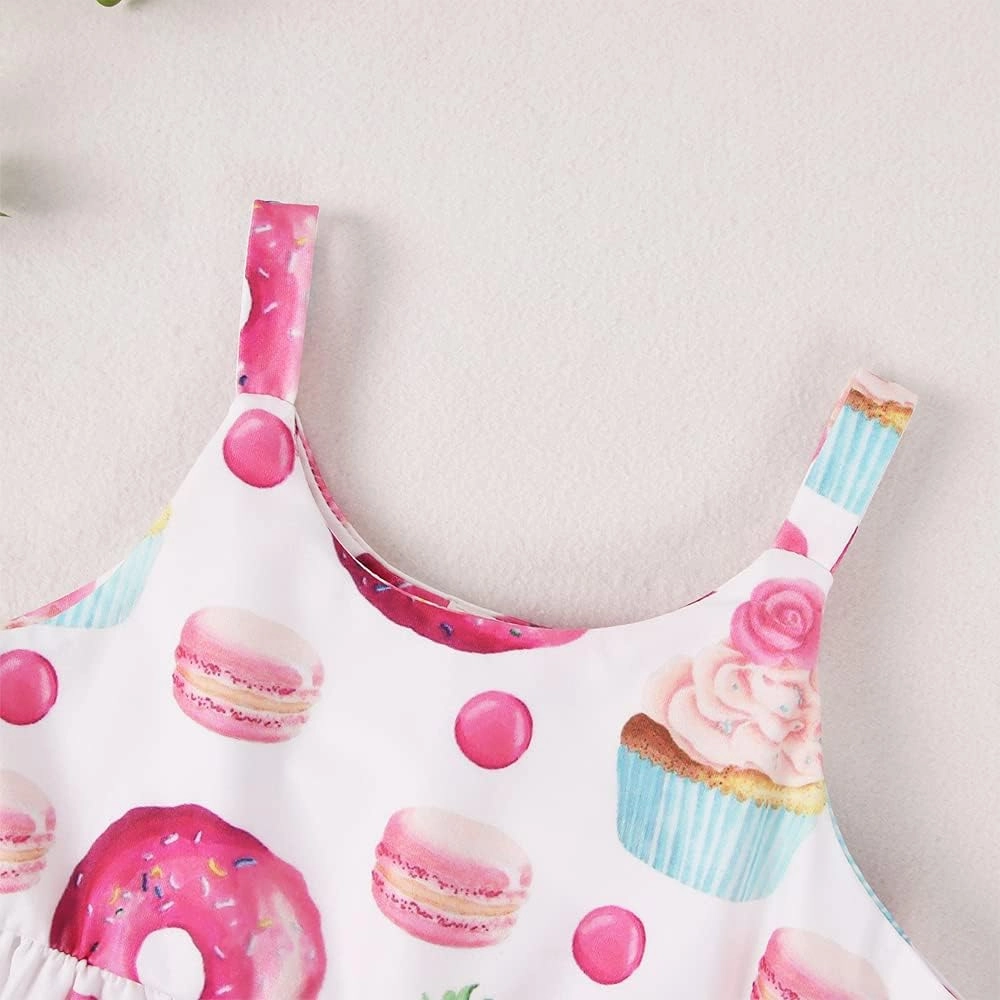 Toddler Baby Girl Jumpsuit One Piece Dinosaur Sleeveless Strap Romper Harem Pant with Pockets Summer Outfit Clothes