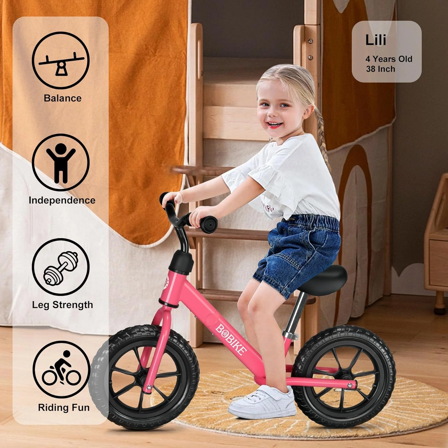 Toddler Balance Bike Toys for 2 to 5 Year Old Girls Boys Adjustable Seat and Handlebar No-Pedal Training Bike Best Gifts for Kids