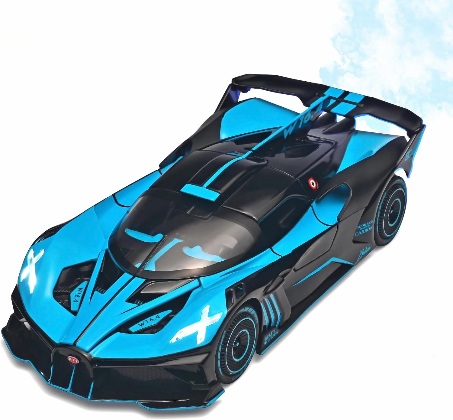 Toddler Car Toys 1/24 Diecast Cars Compatible for Bolide Model Car Collection,Spray Bolide Toy Car for Boys,Pull Back Cars with Light and Sound,Toy Cars for Boys Age 4-7（Blue）