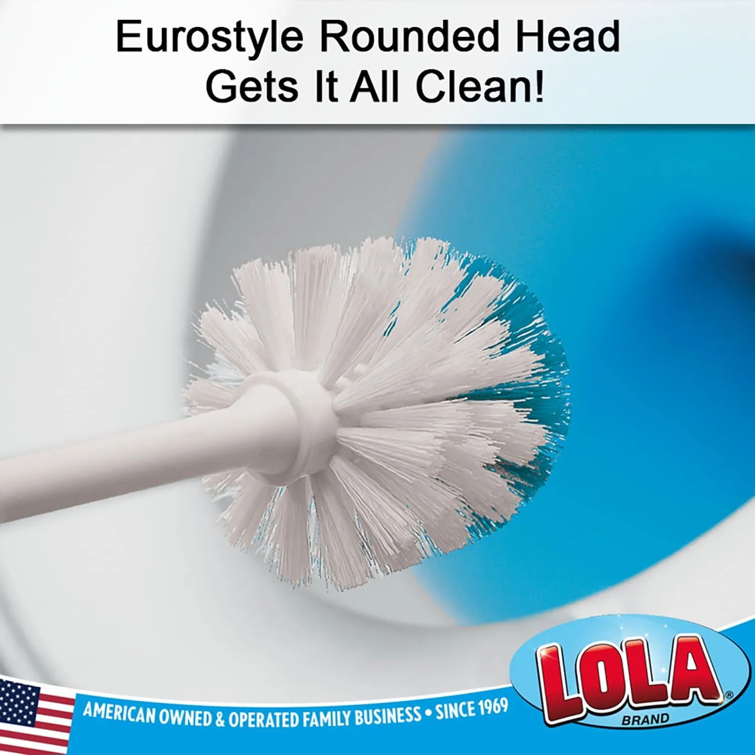 Toilet Brush and Holder Set, by Lola Products, Classic Version, Durable Bristles for Deep Cleaning, w/Compact Space Saving Storage Holder, 2 Pack