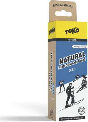 TOKO Natural Performance Wax – Hot Wax for Skis & Snowboard – Biodegradable PFC Free Swiss Technology – 40 Gram Blue – Racing & Training