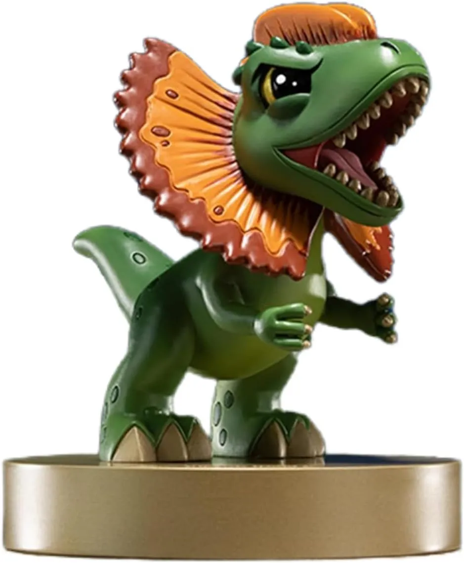 TONGSHIFU Mini Dinosaur Model Brass Dilophosaurus Figure Statue GK Decor Gift