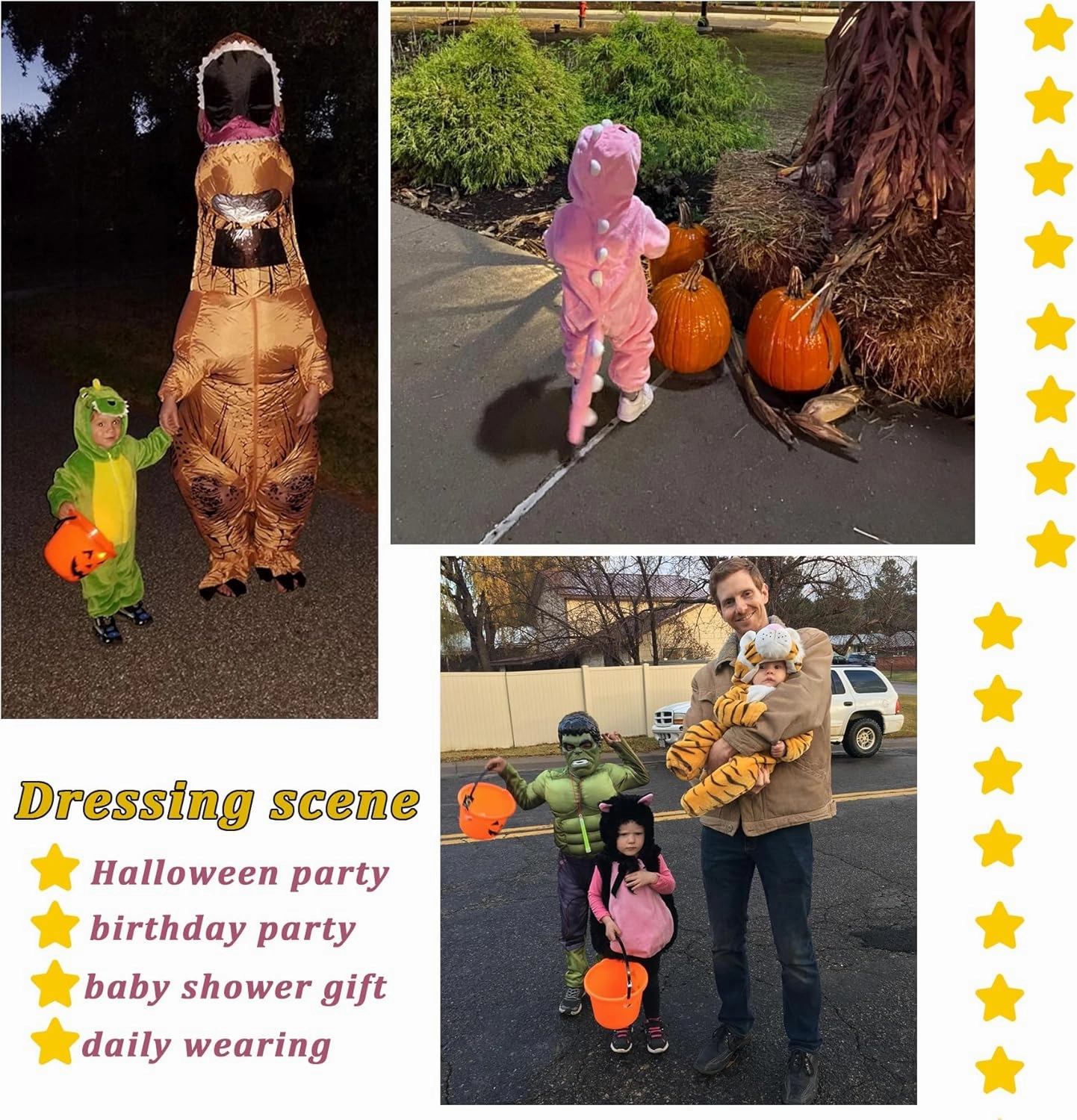 TONWHAR Kids' And Toddlers' Infant Tiger Dinosaur Animal Fancy Dress Costume Outfit Hooded Romper Jumpsuit