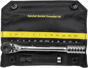 Topeak Ratchet Rocket Essential HD (TT2633) – 15-Function High-Torque Mini Ratchet Tool Kit – 60Nm Capacity – 13 Bits – Magnetic Bit Holder – Nylon 1000D Case – Compact 202g Design