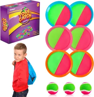 Toss and Catch Ball Set for Kids Outdoor Beach Toys Pool Toys Ball and Catch Game with 6 Paddles and 3 Balls Outdoor Yard Games for 4-12 Years Old Boys Girls Adults Family Easter Gifts