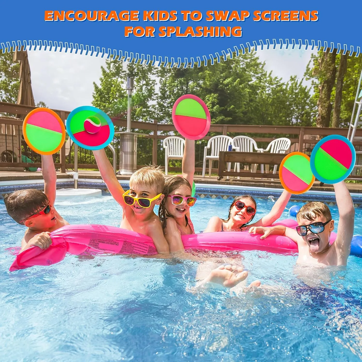 Toss and Catch Ball Set for Kids Outdoor Beach Toys Pool Toys Ball and Catch Game with 6 Paddles and 3 Balls Outdoor Yard Games for 4-12 Years Old Boys Girls Adults Family Easter Gifts