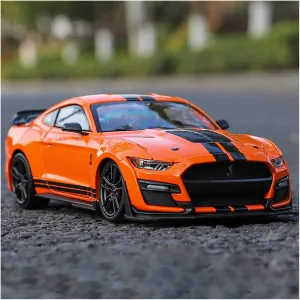 Toy car Model 1:24 for Ford Mustang Shelby GT500 Supercar Alloy Car Model Diecasts Collect Car Toy Boy Gifts (Color : Orange)