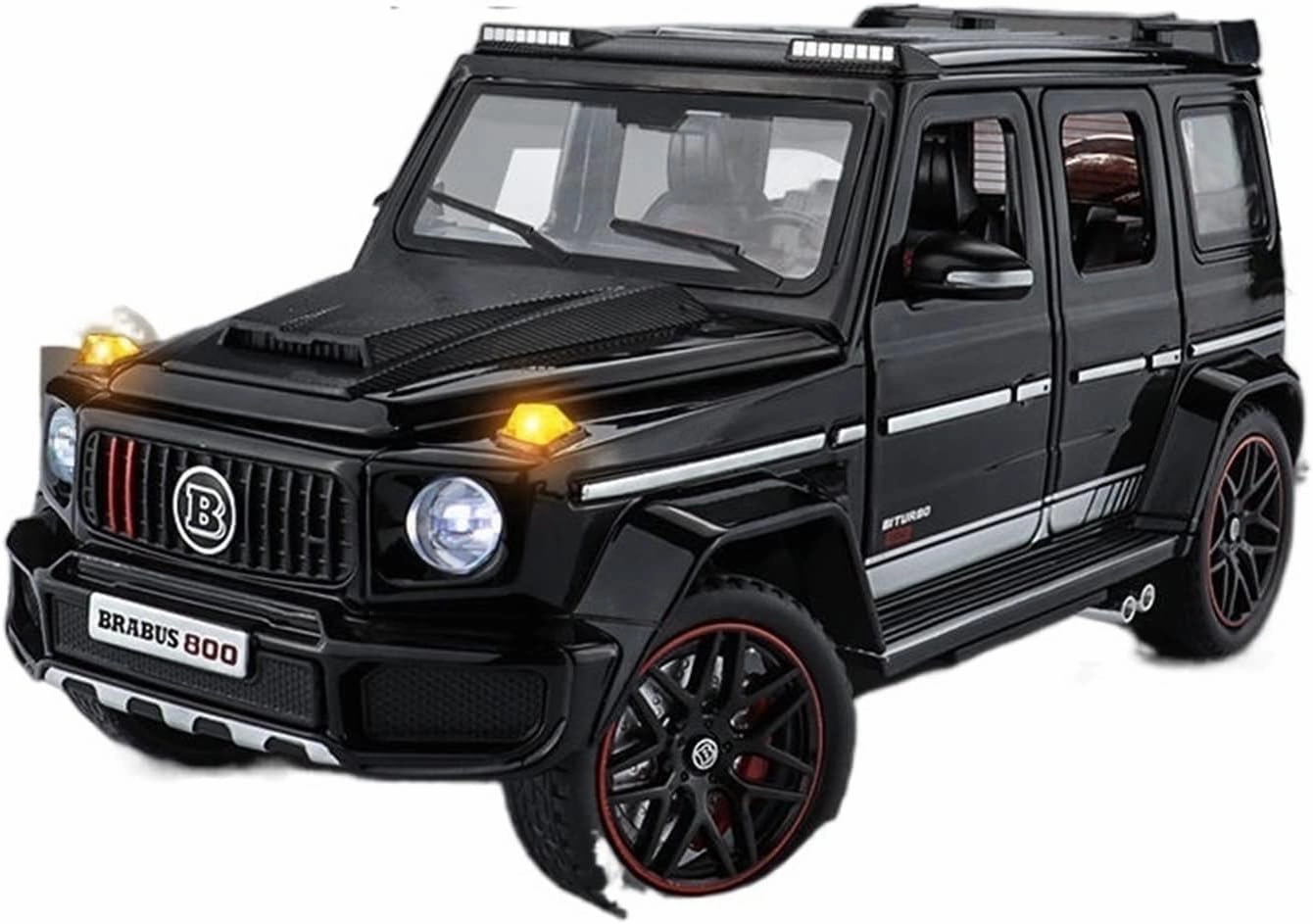 Toy car Model 1:24 for Brabus G800 Alloy Car Model Light Sound Effect Diecast Car SUV Toys for Boys Birthday Gift (Color : Black)