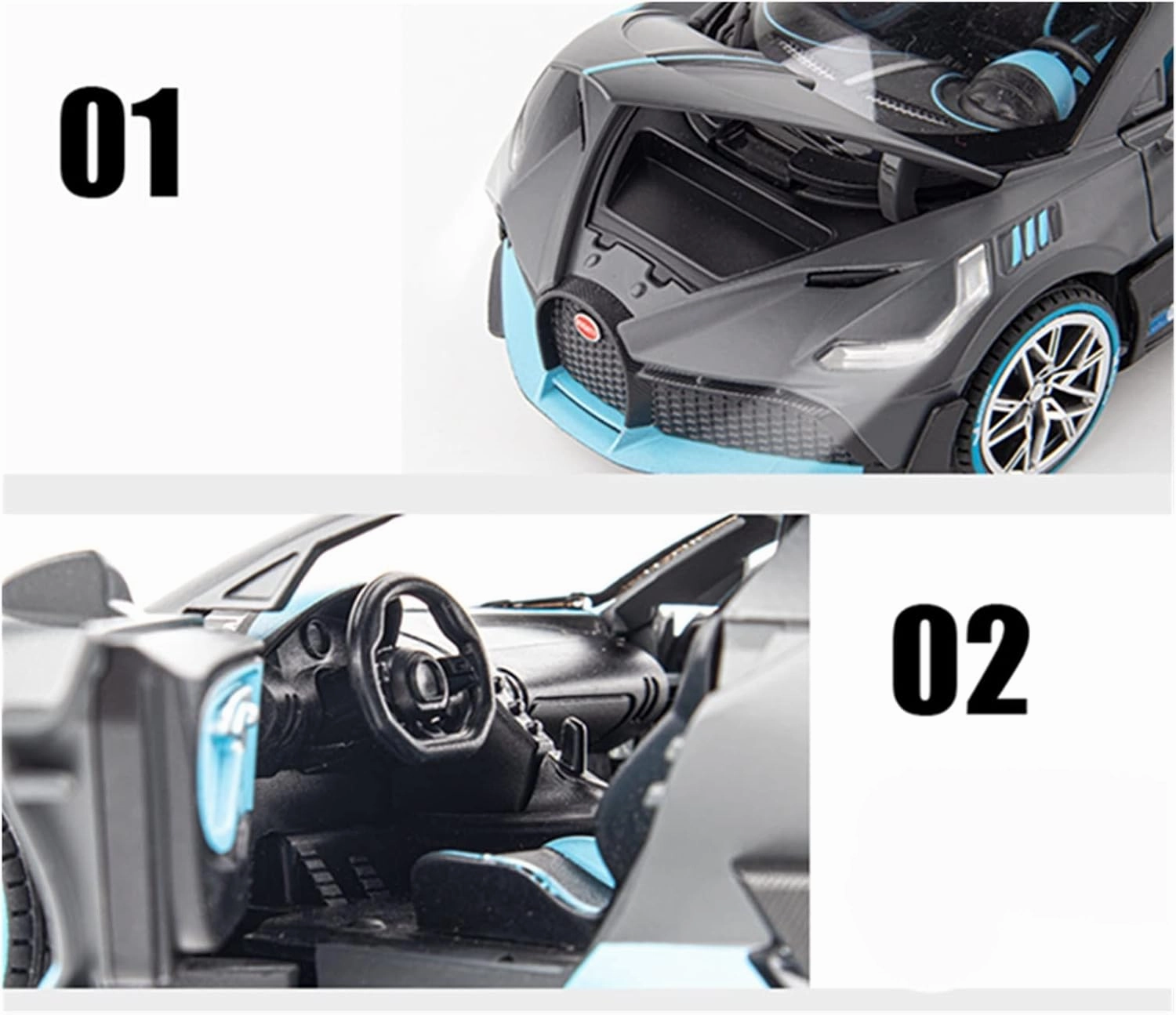 Toy car Model 1:24 for Bugatti DIVO Alloy Sports Car Model Diecasts Toy with Sound and Light Collection Kids Gifts (Color : Red)