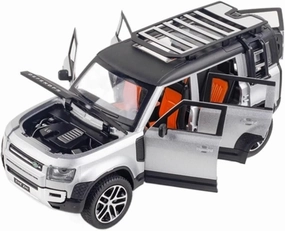 Toy car Model 1/24 for Defender SUV Alloy Toy Car Model Diecasts Simulation Collections Toys for Children Gifts (Color : Silver)