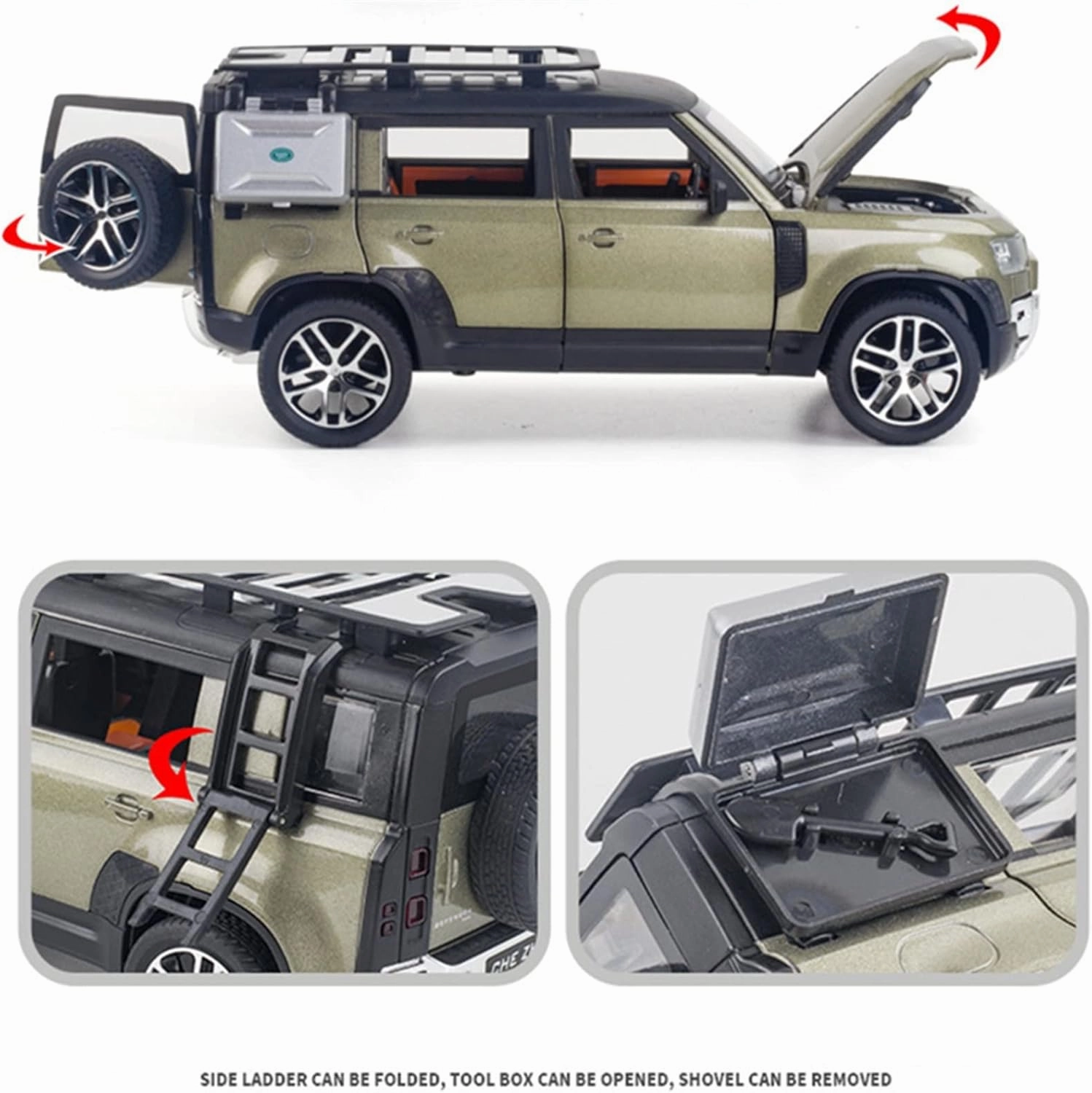Toy car Model 1/24 for Defender SUV Alloy Toy Car Model Diecasts Simulation Collections Toys for Children Gifts (Color : Silver)