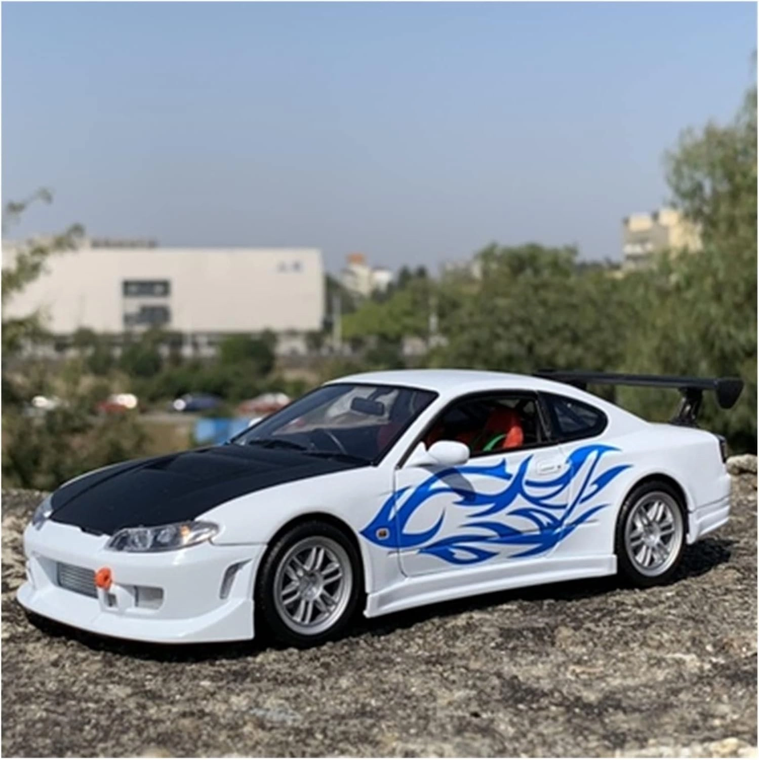 Toy car Model 1/24 for Nissan Silvia S15 Refit Wide Body Car Model Diecasts Toy Performance Sports Car Kids Gift (Color : White)