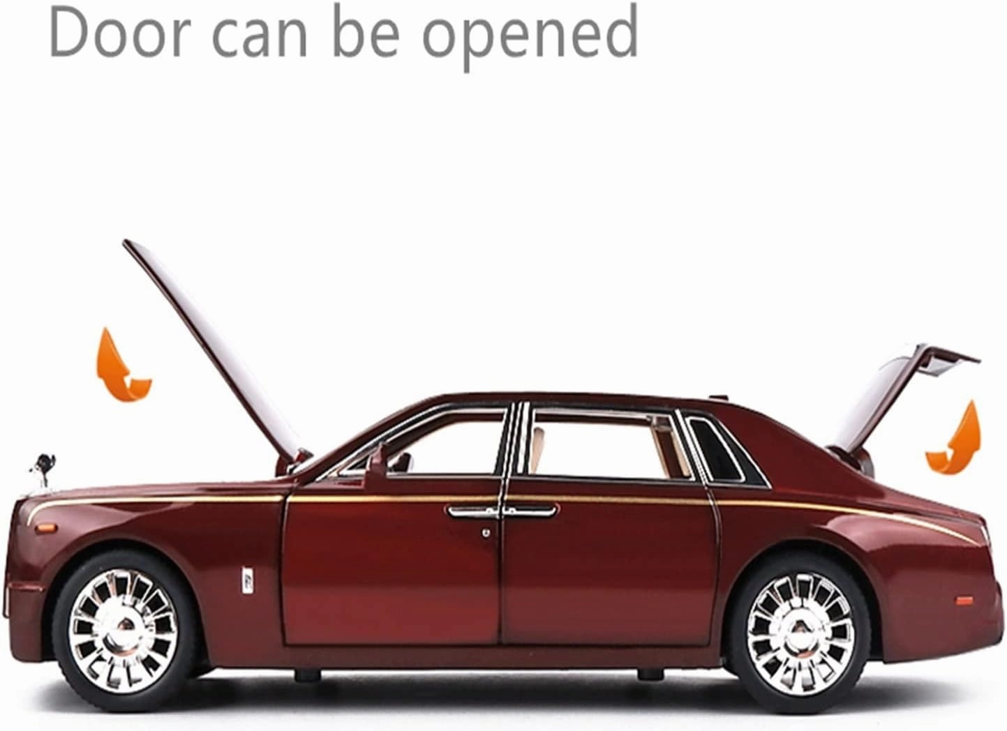 Toy car Model 1:24 for Rolls Royce Phantom Alloy Car Model Diecasts Toy Collection Sound Light Kids Toy Gift (Color : Black)
