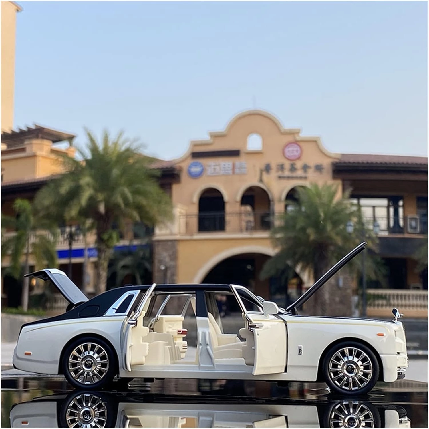 Toy car Model 1:24 for Rolls Royce Phantom Alloy Car Model Diecasts Toy Collection Sound Light Kids Toy Gift (Color : Black)